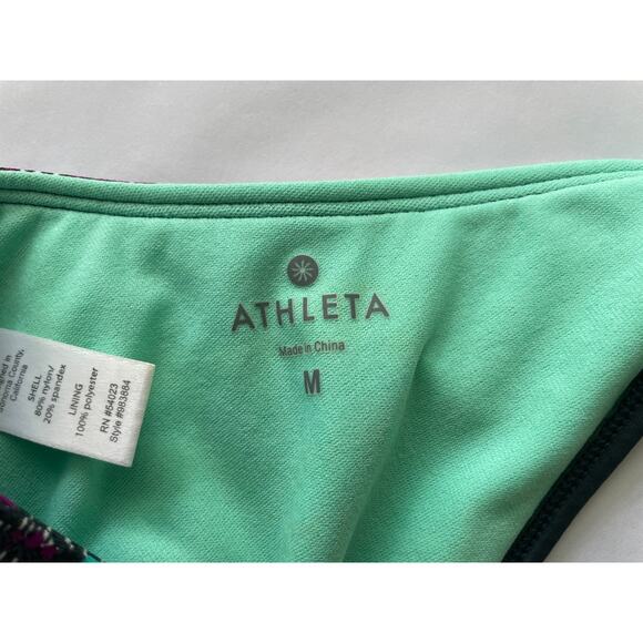 ATHLETA, SIZE M, BIKINI TOP, BLACK BASE WITH DESIGN - Picture 3 of 3